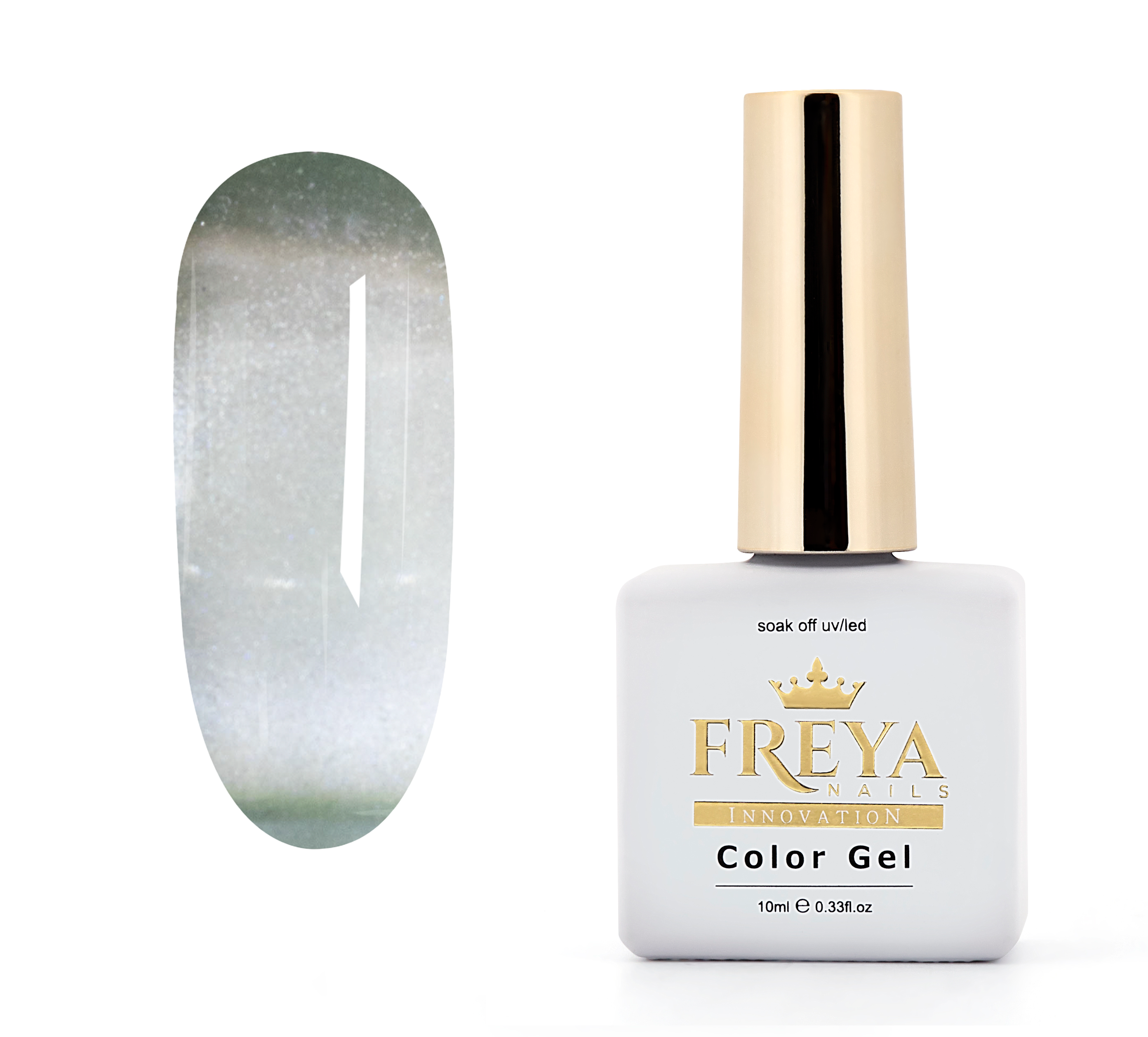 Гел лак Tutti Frutti Cat Eye - Coconut Frost в светъл нюанс с лъскав финиш и ефект на ледено покритие.