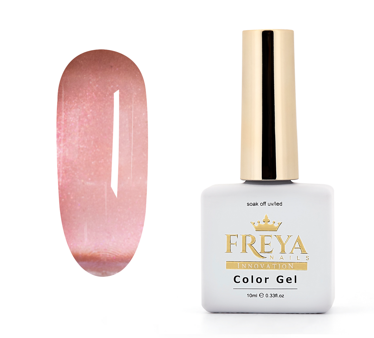 Гел лак Tutti Frutti Cat Eye - Papaya Nectar 10ml от FREYA с бляскав ефект и нежно оранжево-коралово нюанс.