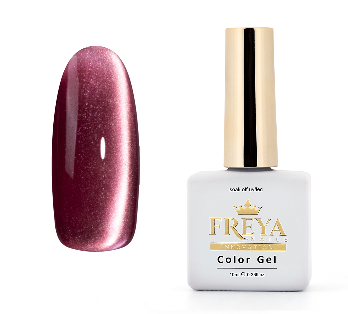 Гел лак Lux Cat Eye - 19, козметичен продукт с ефекти в червено розови нюанси и стъклен блясък, без черна основа.