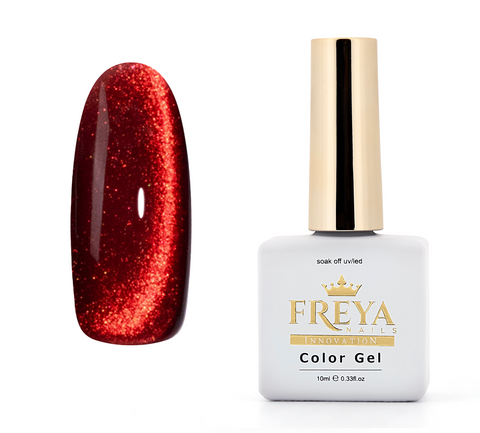 Гел лак Lux Cat Eye - 01 с ефектен червен блясък и продуктова бутилка
