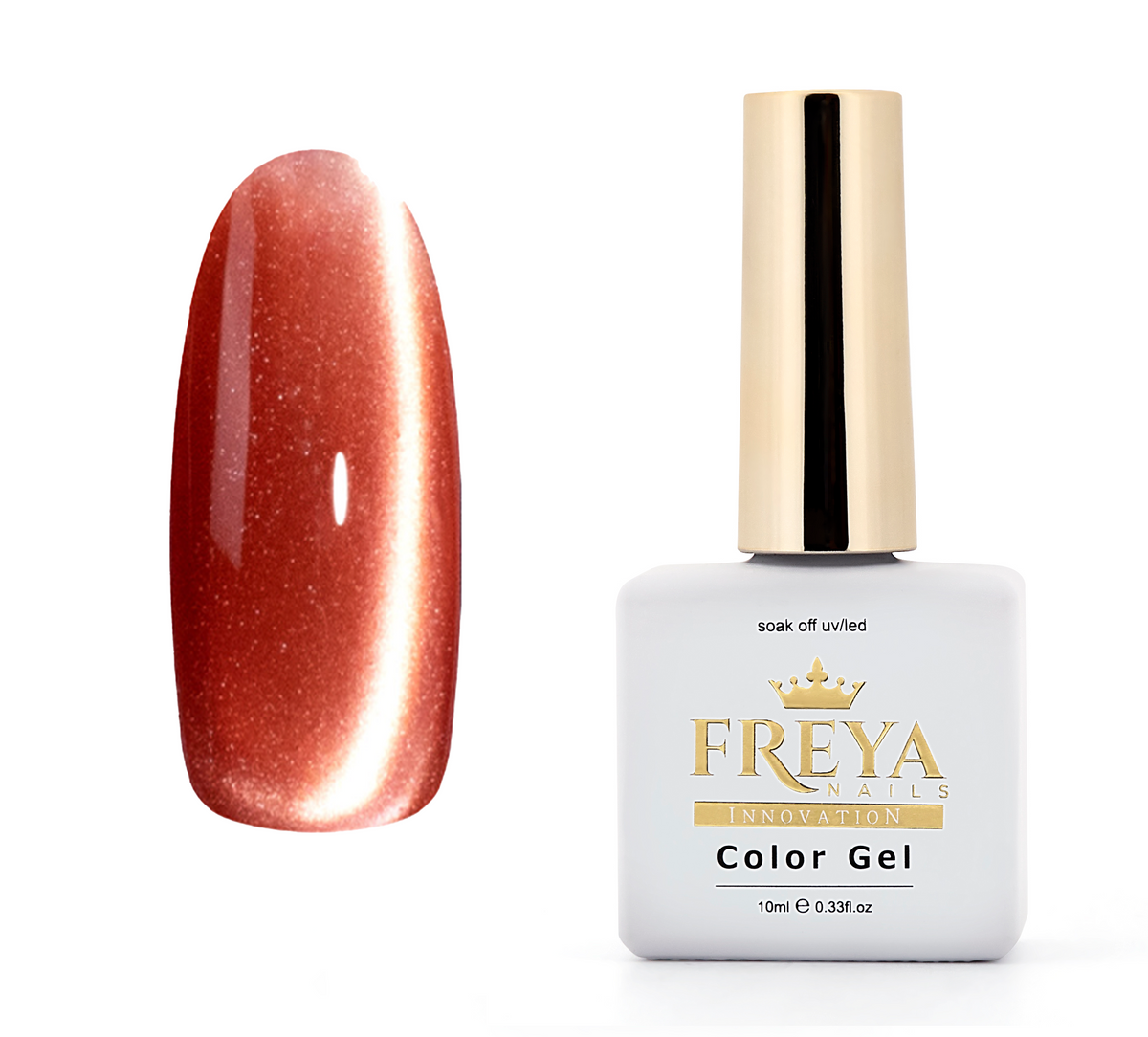 Гел лак Lux Cat Eye - 27 медно кафяв ефект, без черна основа, уникален стъклен блясък