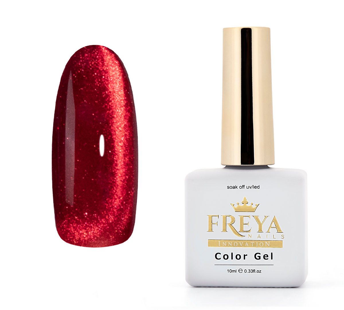 Гел лак Lux Cat Eye - 07 with shimmering red gel finish showcasing color and bottle