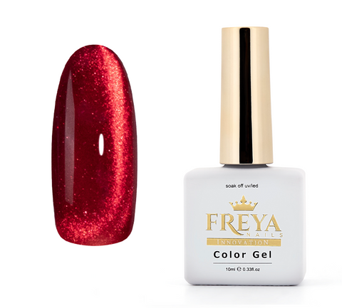 Гел лак Lux Cat Eye - 07 with shimmering red gel finish showcasing color and bottle